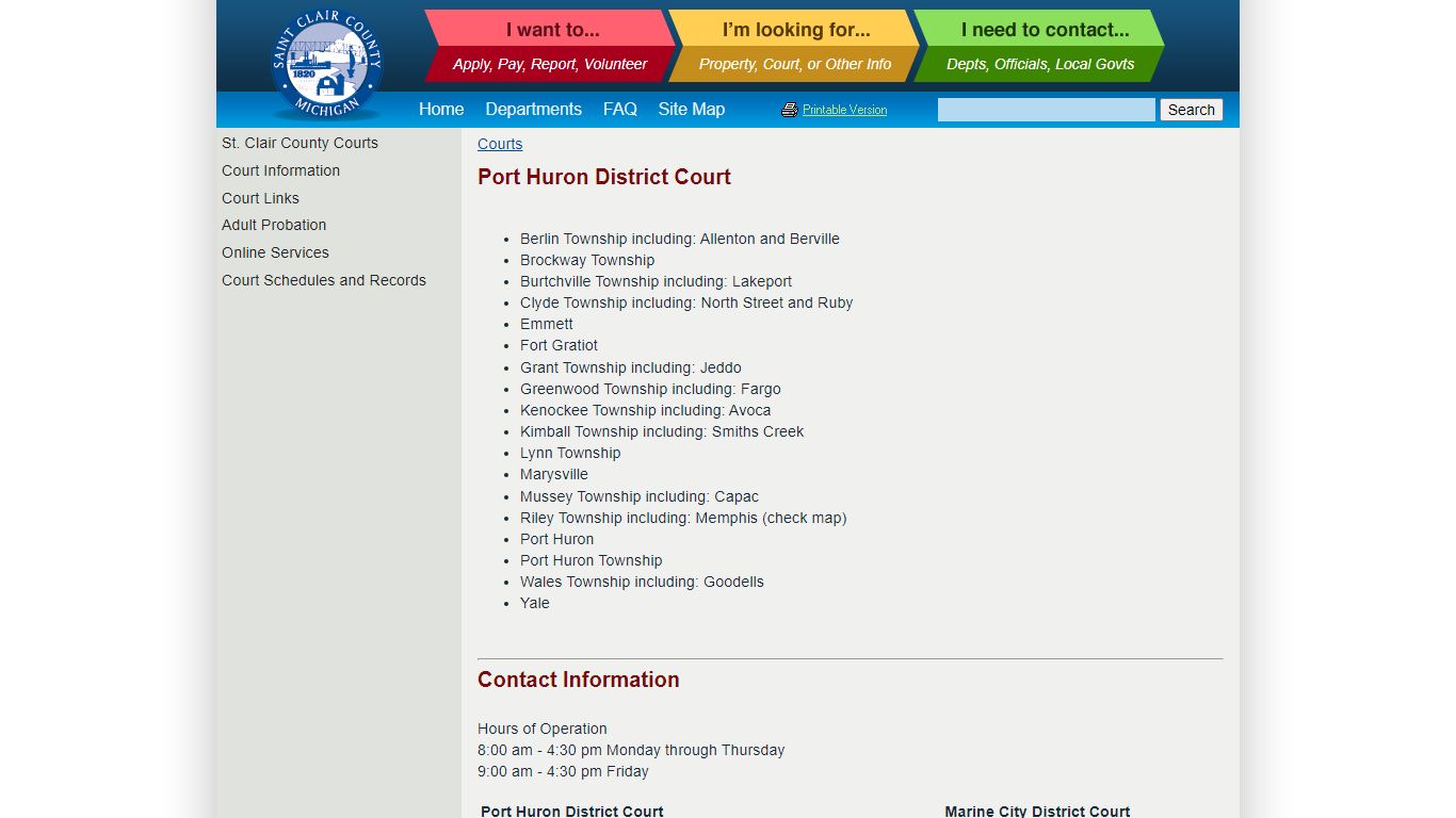 Port Huron District Court - St. Clair County, Michigan